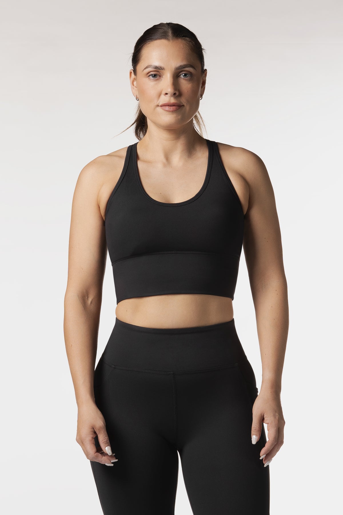 CUT OUT LONG LINE SPORTS BRA - BLACK | CONTOUR V2