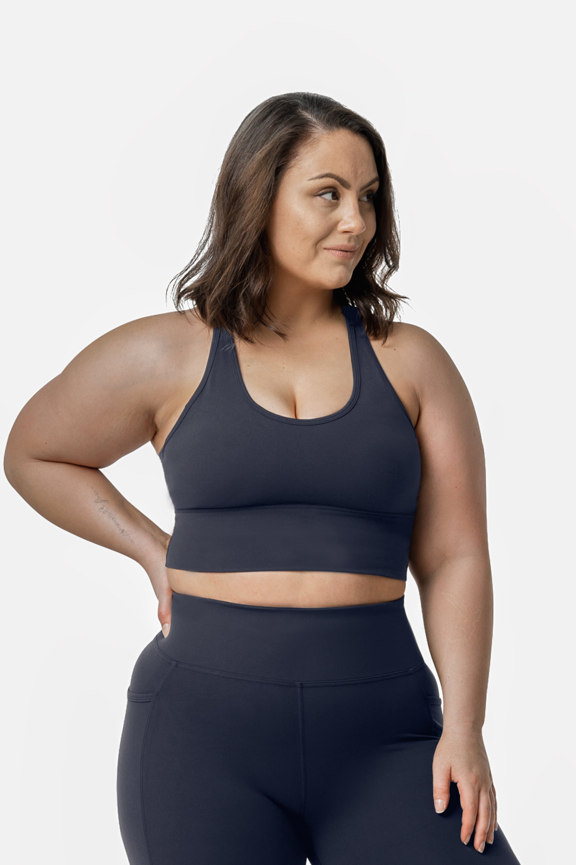 Cut Out Long Line Bra - NAVY | CONTOUR