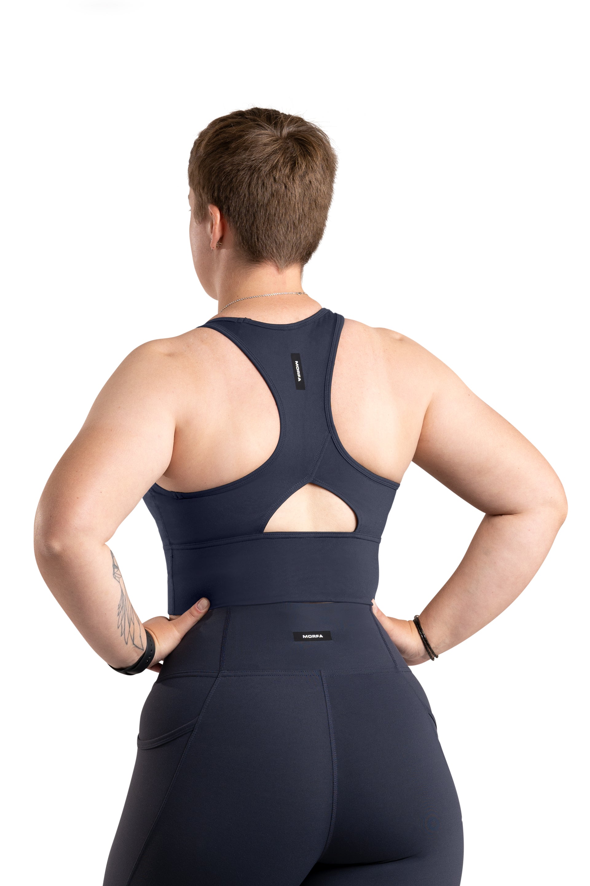 Cut Out Long Line Bra - NAVY | CONTOUR