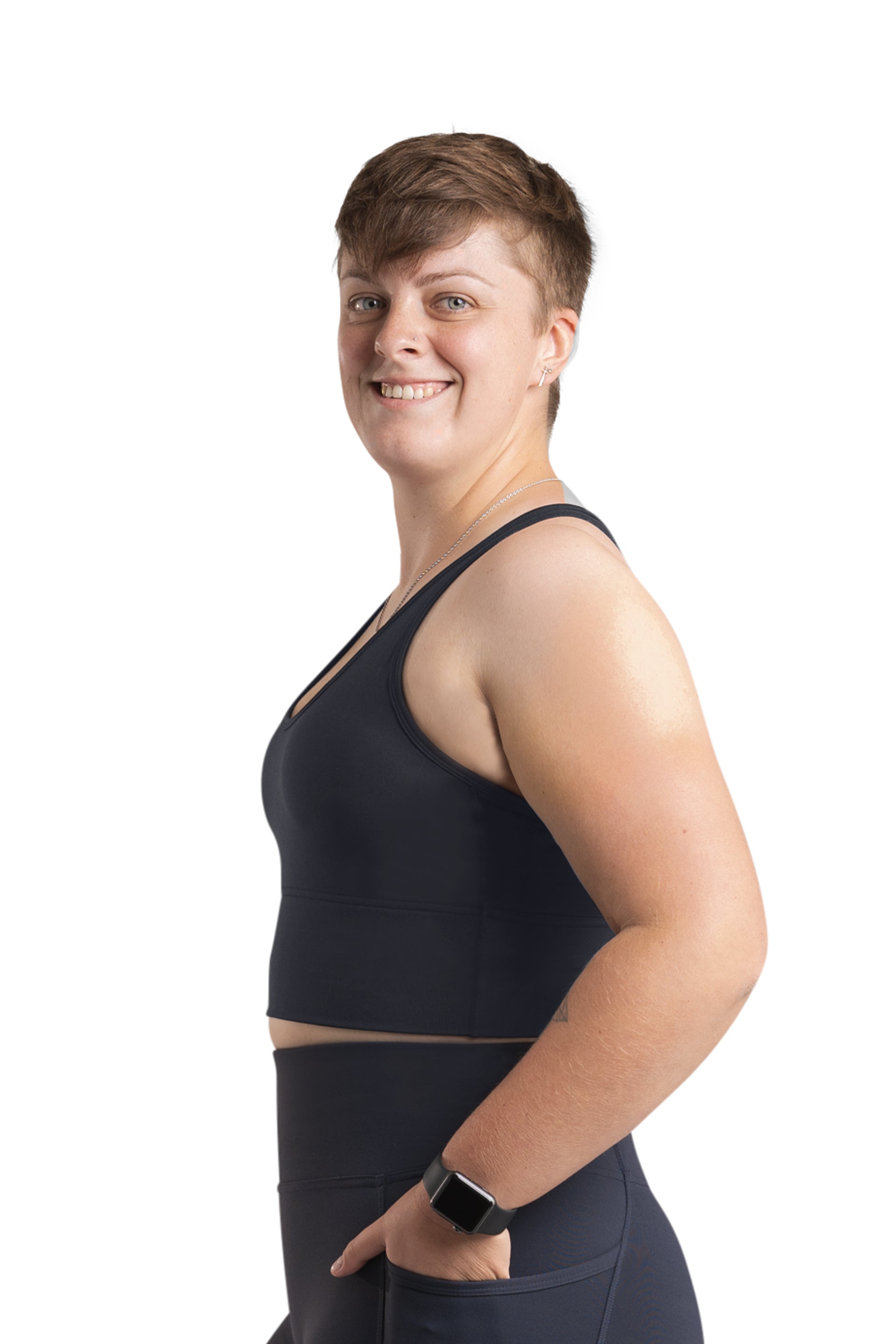 Cut Out Long Line Bra - NAVY | CONTOUR