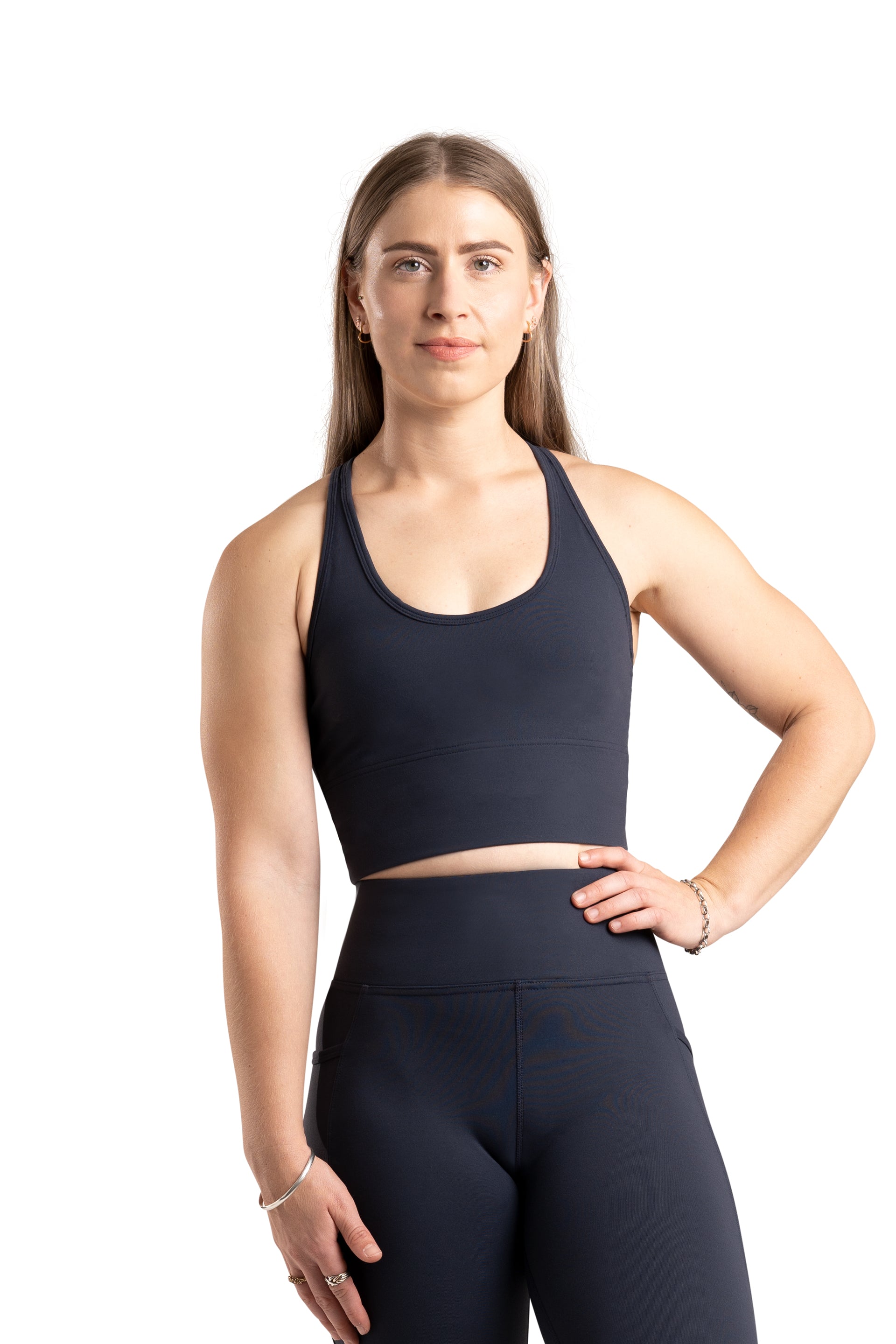 Cut Out Long Line Bra - NAVY | CONTOUR