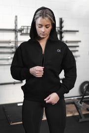 WARM-UP FULL ZIP HOODIE - BLACK