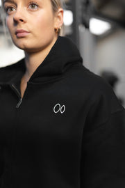 WARM-UP FULL ZIP HOODIE - BLACK