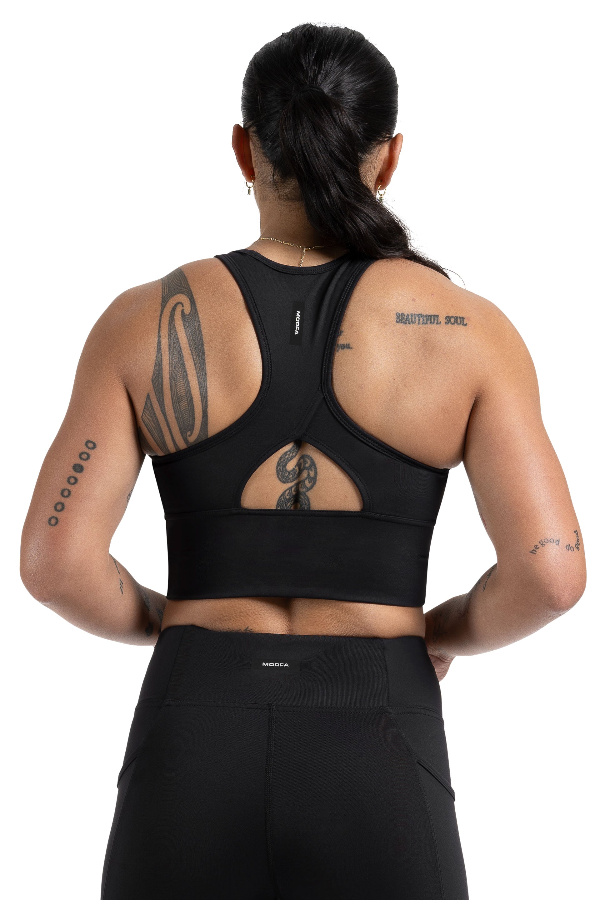 CUT OUT LONG LINE SPORTS BRA  - BLACK | CONTOUR