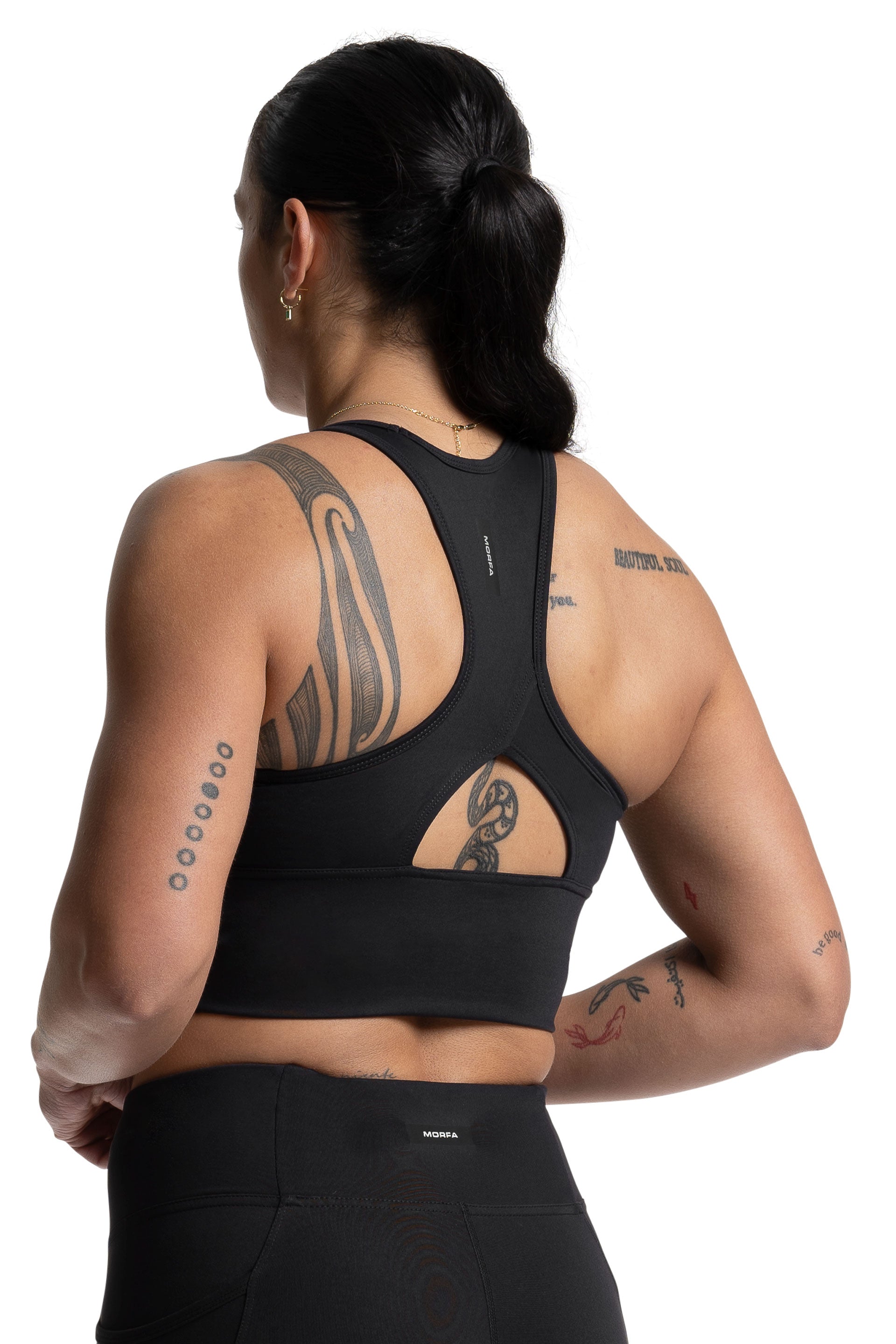CUT OUT LONG LINE SPORTS BRA  - BLACK | CONTOUR