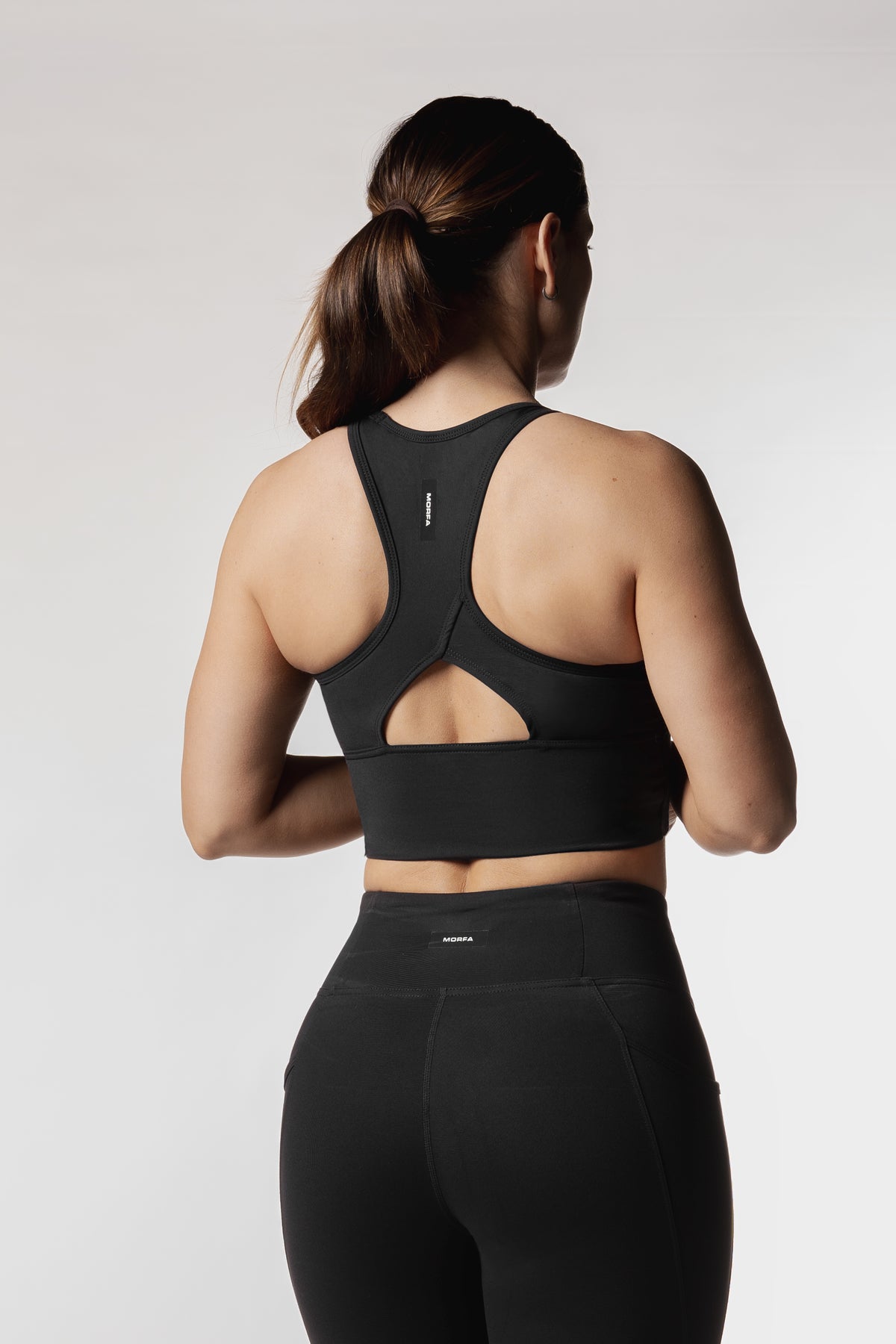 CUT OUT LONG LINE SPORTS BRA  - BLACK | CONTOUR V2