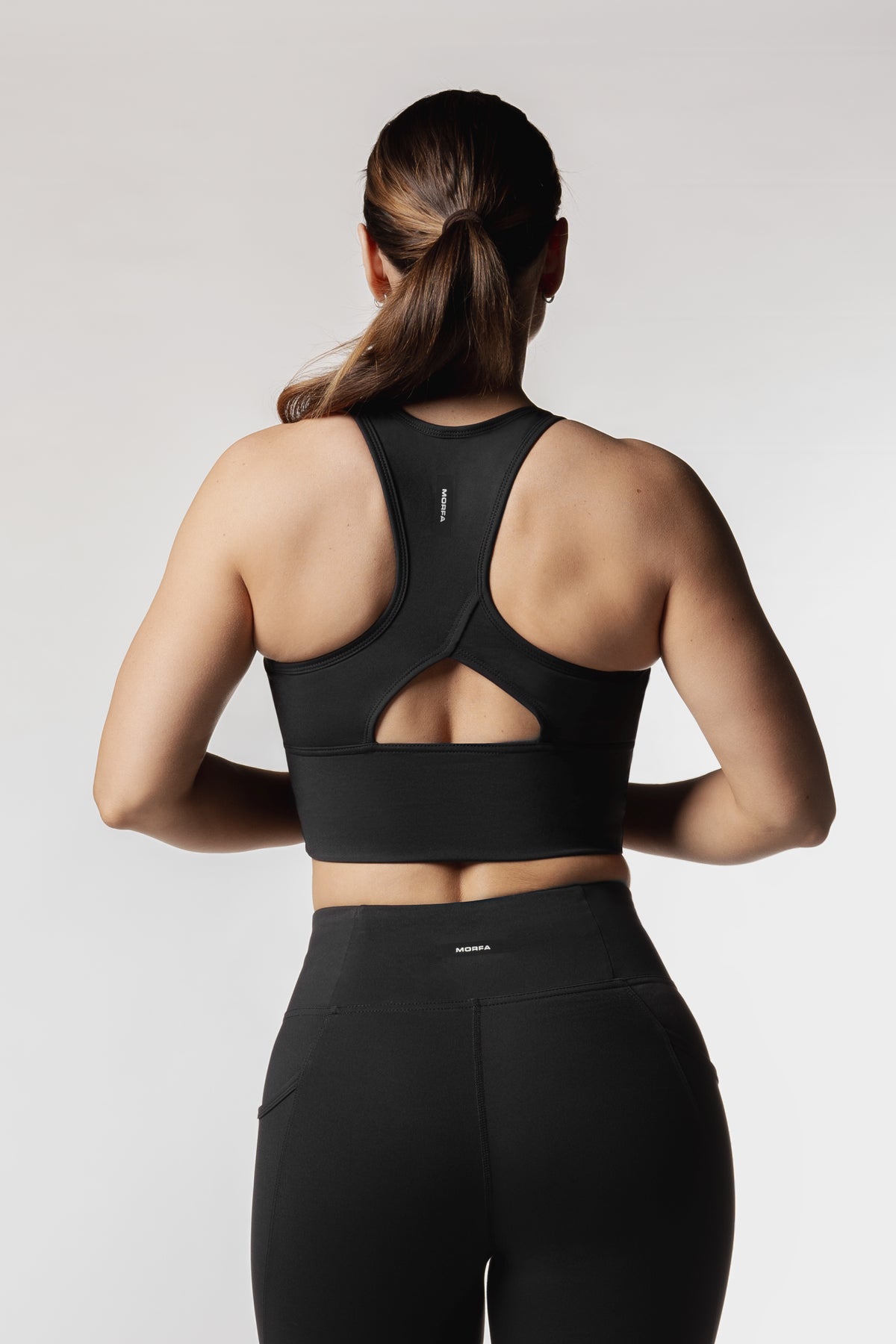 CUT OUT LONG LINE SPORTS BRA  - BLACK | CONTOUR V2