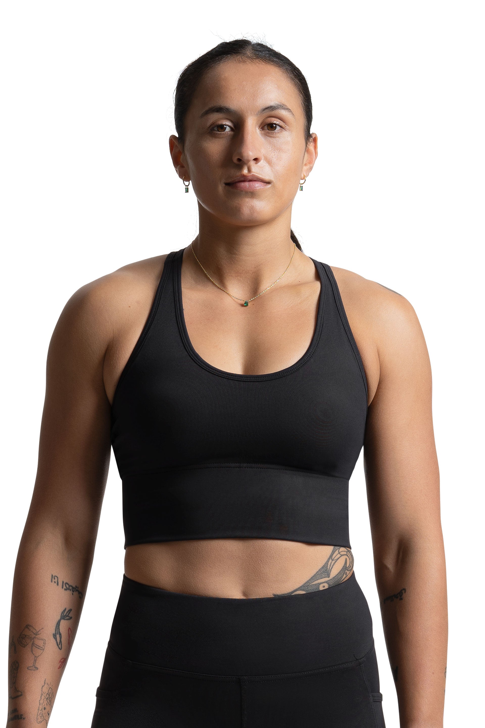 CUT OUT LONG LINE SPORTS BRA  - BLACK | CONTOUR
