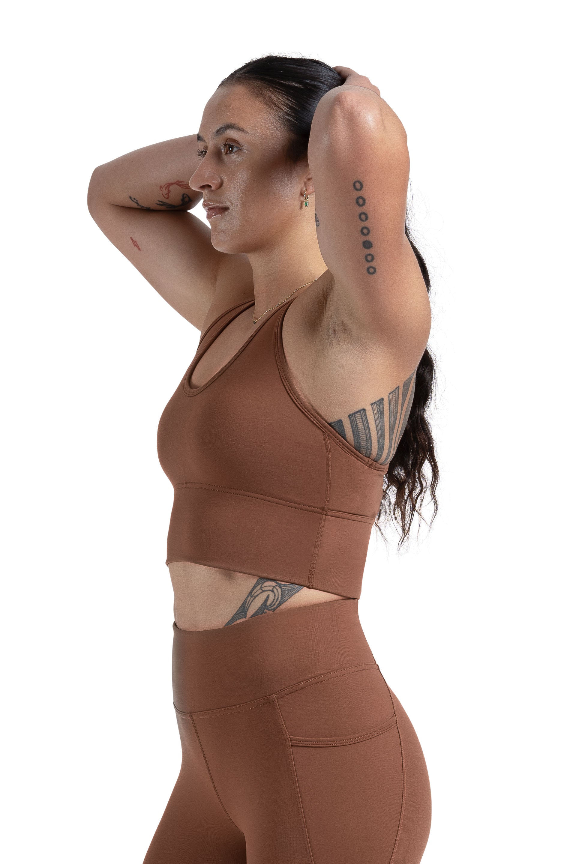 CUT OUT LONG LINE SPORTS BRA  - RUST | CONTOUR