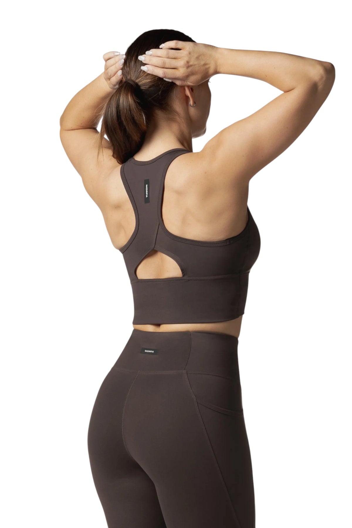 CUT OUT LONG LINE SPORTS BRA  - ESPRESSO | CONTOUR V2