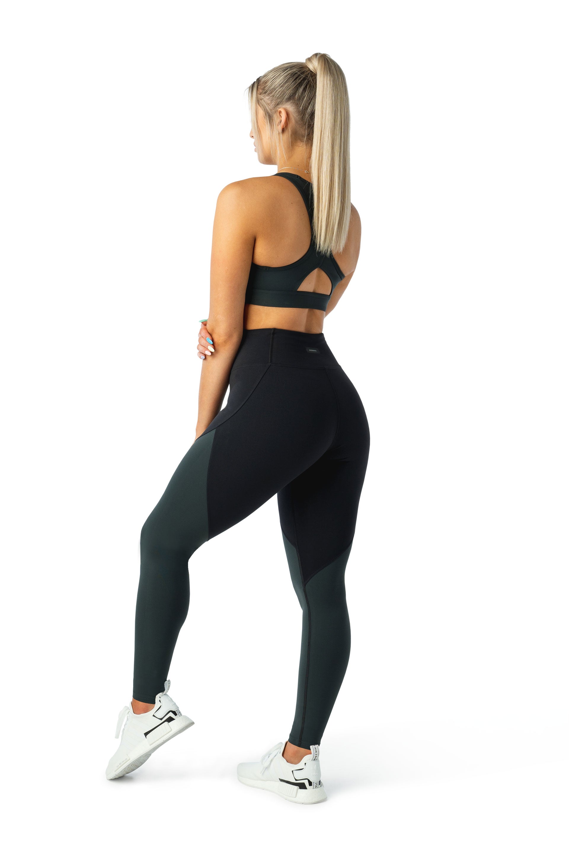 SCULPT F/L TIGHTS - BLACK / GREEN | CONTOUR