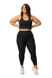 HIGH WAISTED SIDE POCKET 7/8 TIGHT ( RECYCLED PERFORMANCE KNIT ) - BLACK