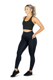 HIGH WAISTED SIDE POCKET F/L TIGHT ( RECYCLED PERFORMANCE KNIT ) - NAVY