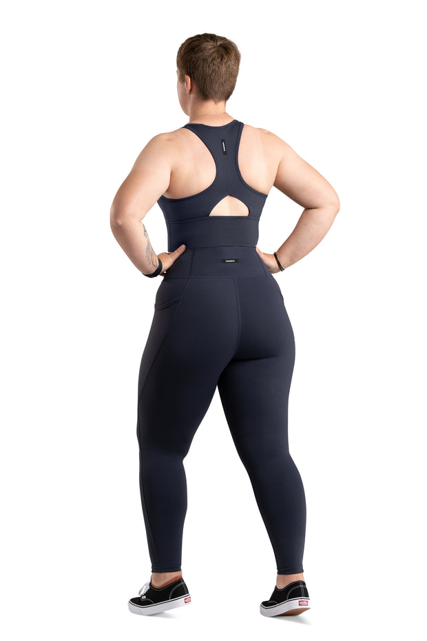 HIGH WAISTED SIDE POCKET F/L TIGHT - NAVY