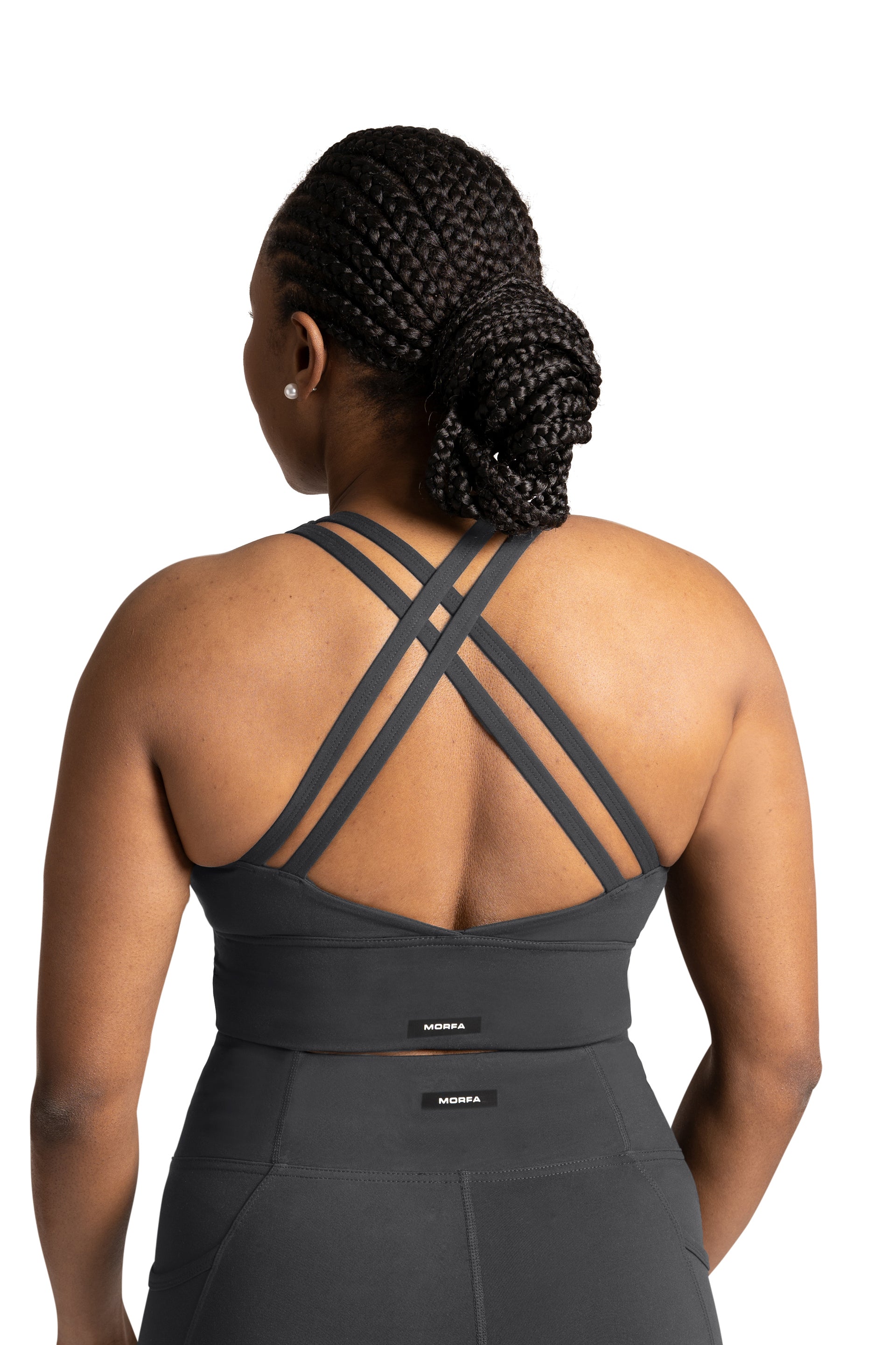 Strappy Long Line Bra  - SHADOW GREY