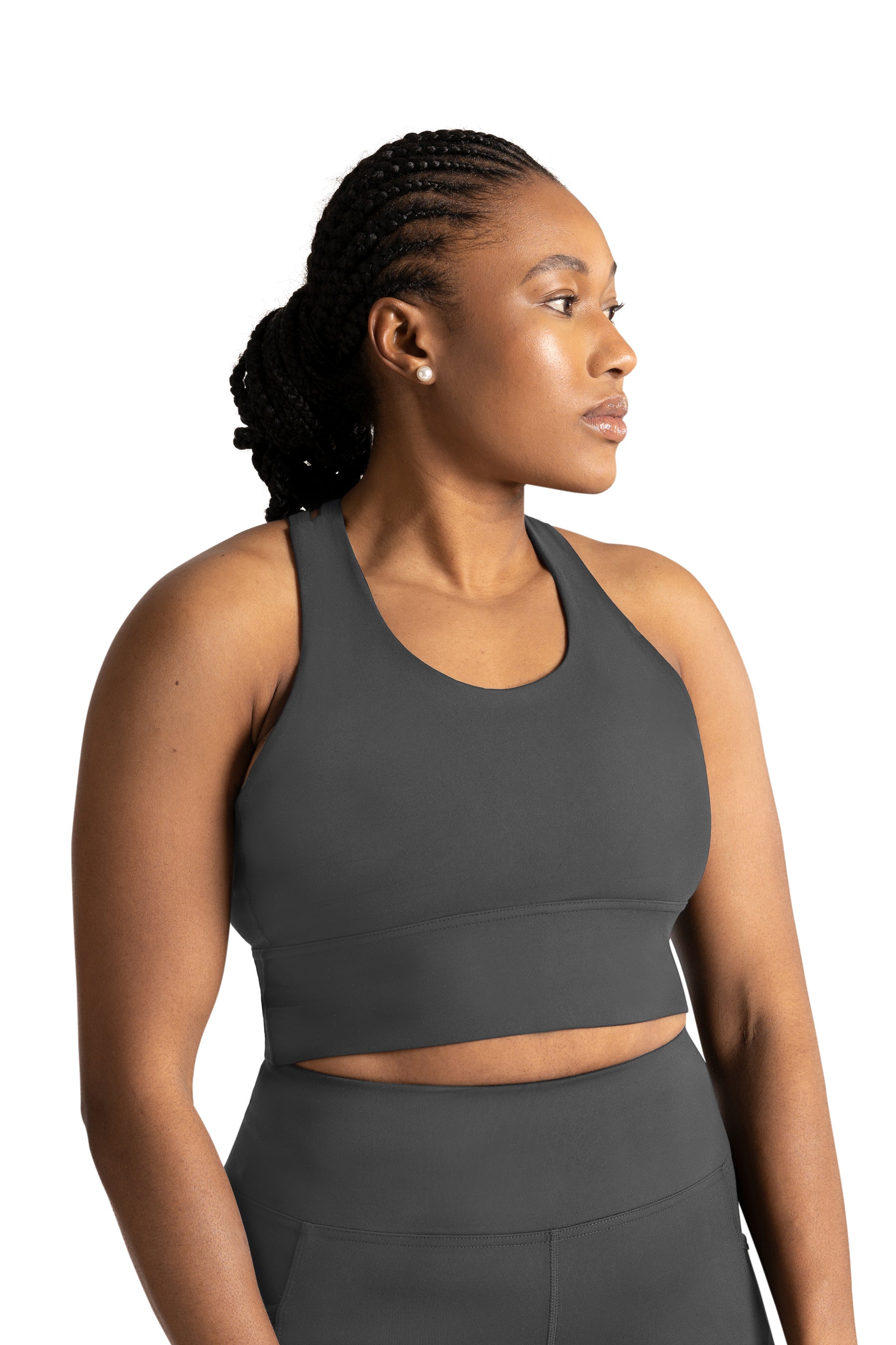 Strappy Long Line Bra  - SHADOW GREY
