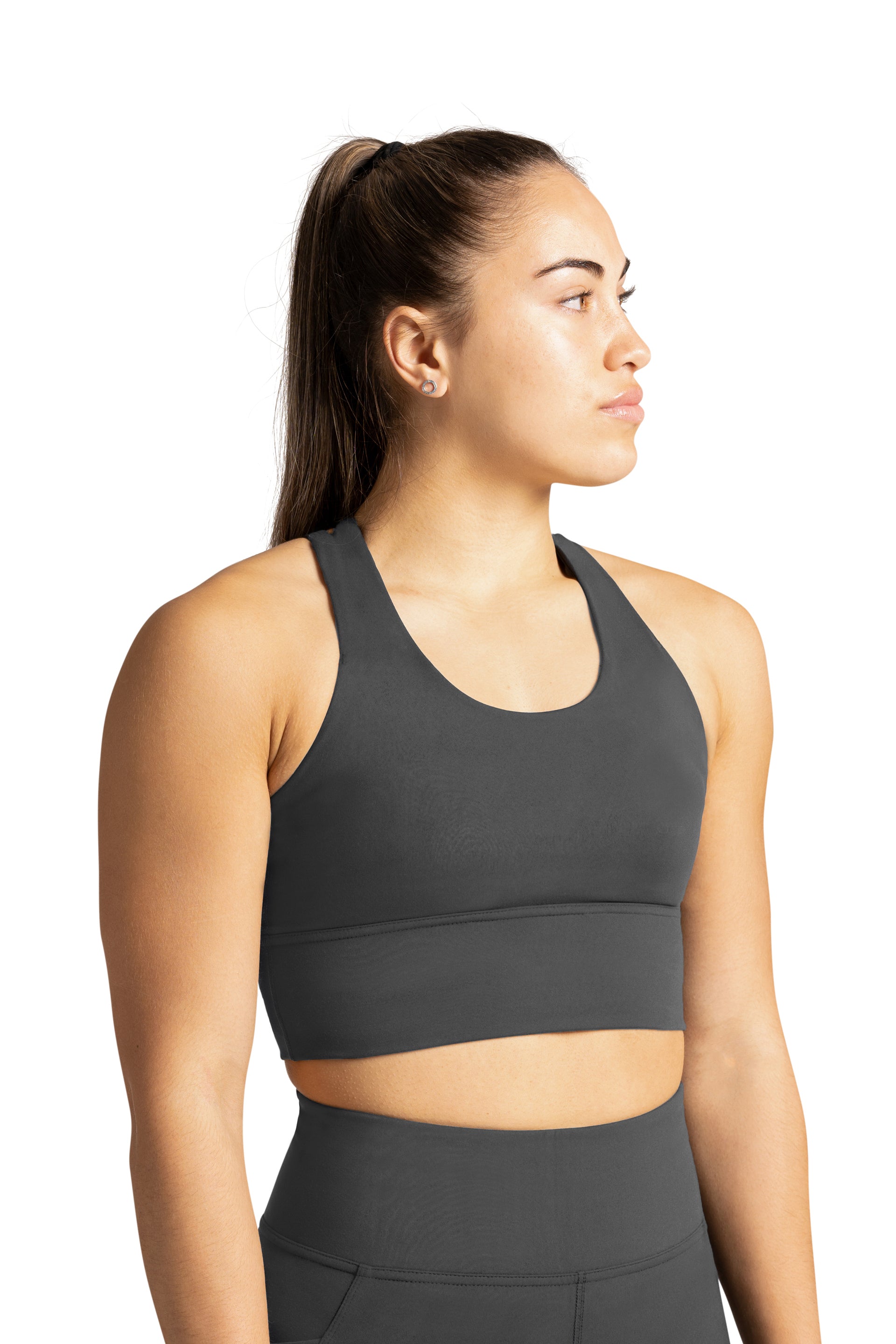 Strappy Long Line Bra  - SHADOW GREY