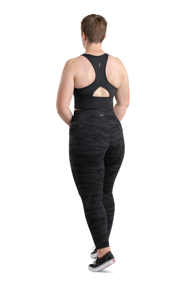 HIGH WAISTED SIDE POCKET F/L TIGHT - BLACK CAMO