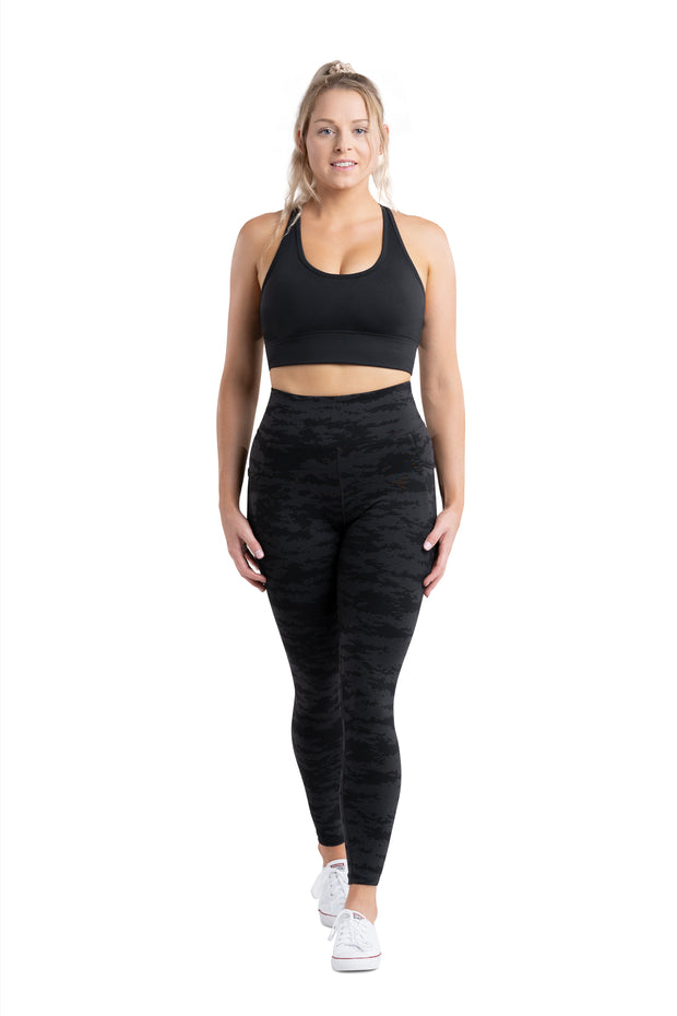 HIGH WAISTED SIDE POCKET F/L TIGHT - BLACK CAMO