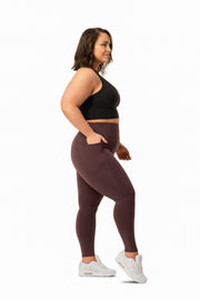 HIGH WAISTED SIDE POCKET F/L TIGHT - PLUM