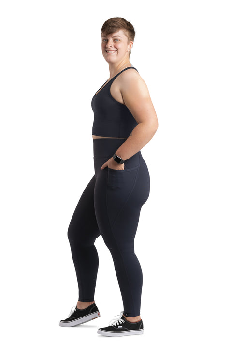 HIGH WAISTED SIDE POCKET F/L TIGHT - NAVY